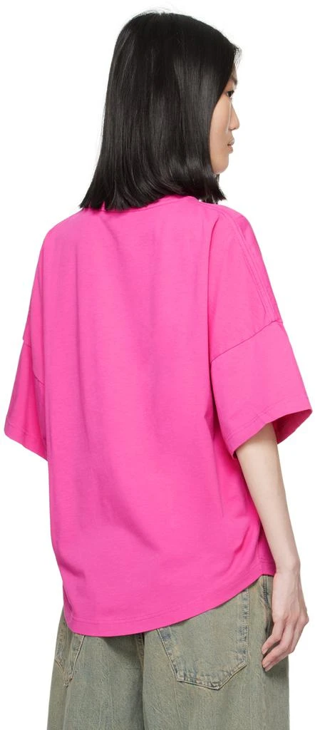 Palm Angels Pink Neck Logo T-Shirt 3