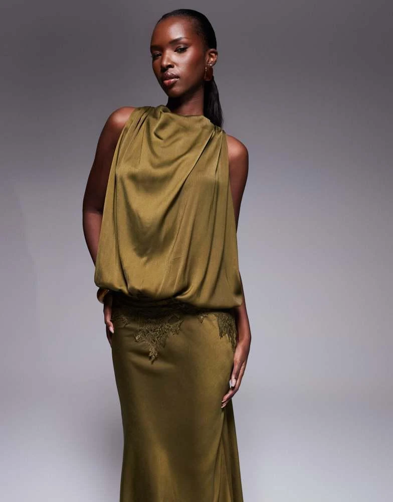 khaki green silk dress RÓHE-Silk slip dress-41533056 311 409 – Dope main image 1