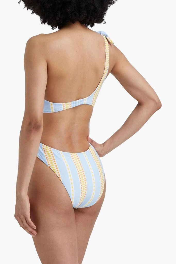 LEMLEM Jemari one-shoulder cutout stretch-jacquard swimsuit 3