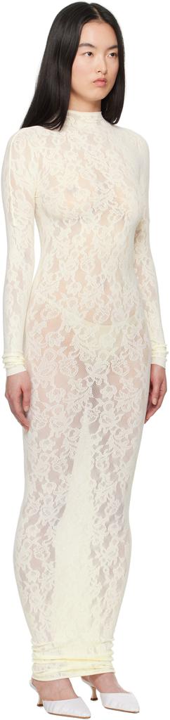 Shop Off-White Knit Lace Turtleneck Maxi Dress on Sale at
