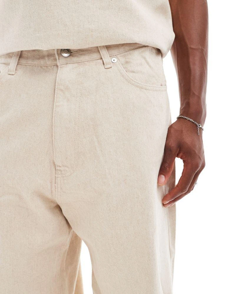 Weekday Weekday Astro heavyweight linen trousers in beige 2