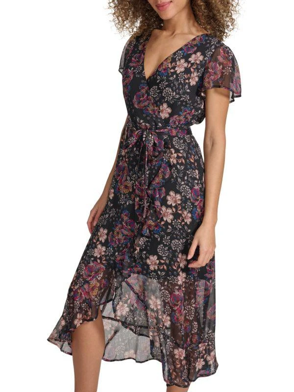 Kensie Floral Chiffon Wrap Dress 5