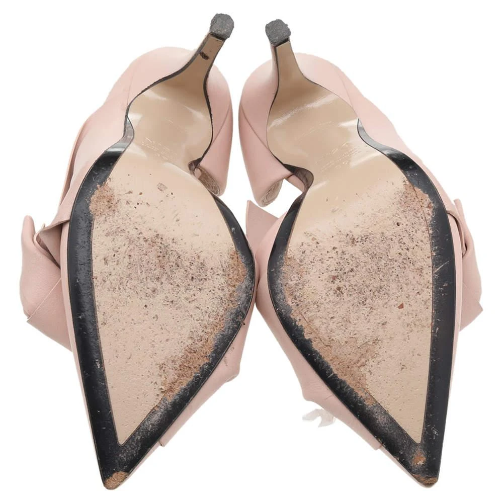 N°21 N° 21 Beige Leather Abstract Bow Pointed Toe Pumps Size 39 6