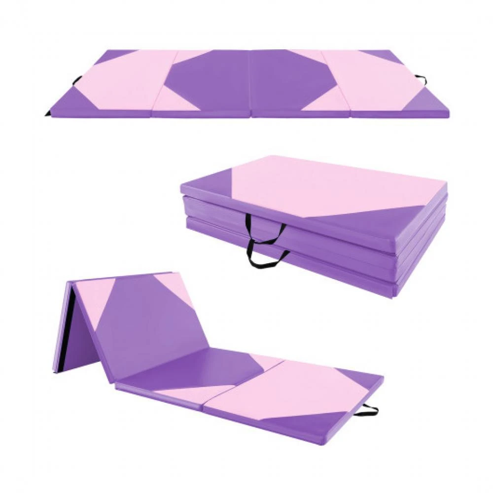 Hivvago 10 Feet x 4 Feet x 2 Inch Folding Exercise Mat with Hook and Loop Fasteners-Pink 3