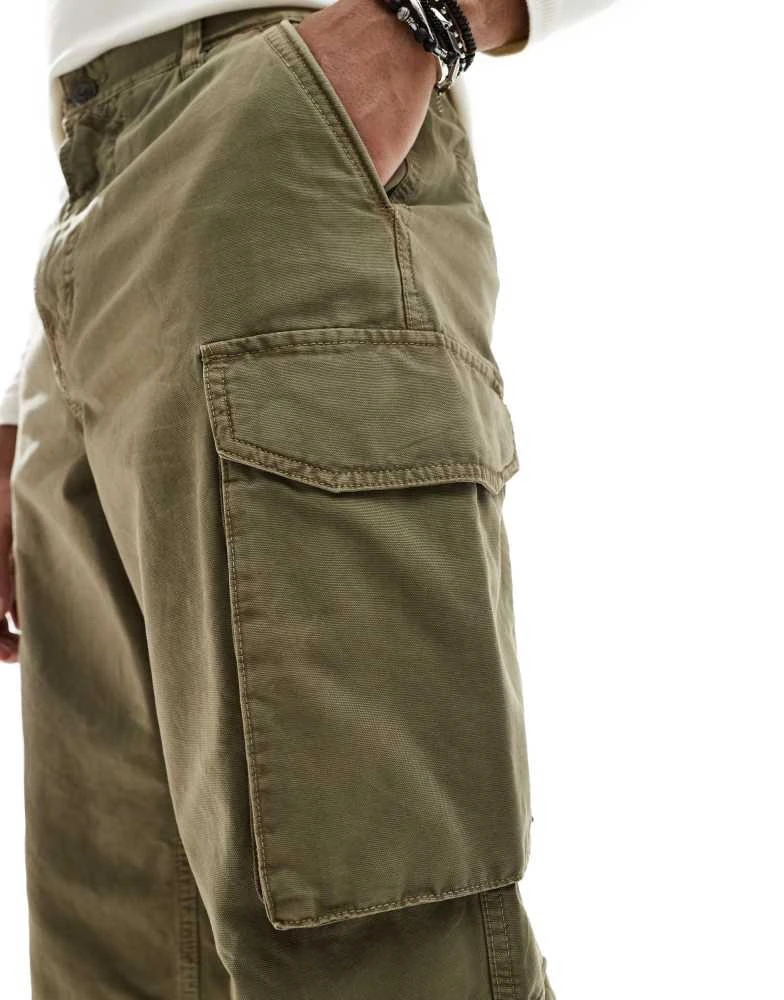 River Island River Island loose leg cargo trousers dark khaki 4