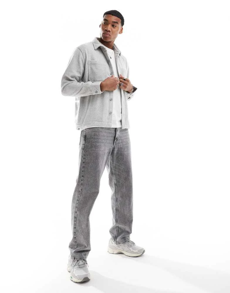 HOLLISTER Hollister brushed overshirt in grey 1