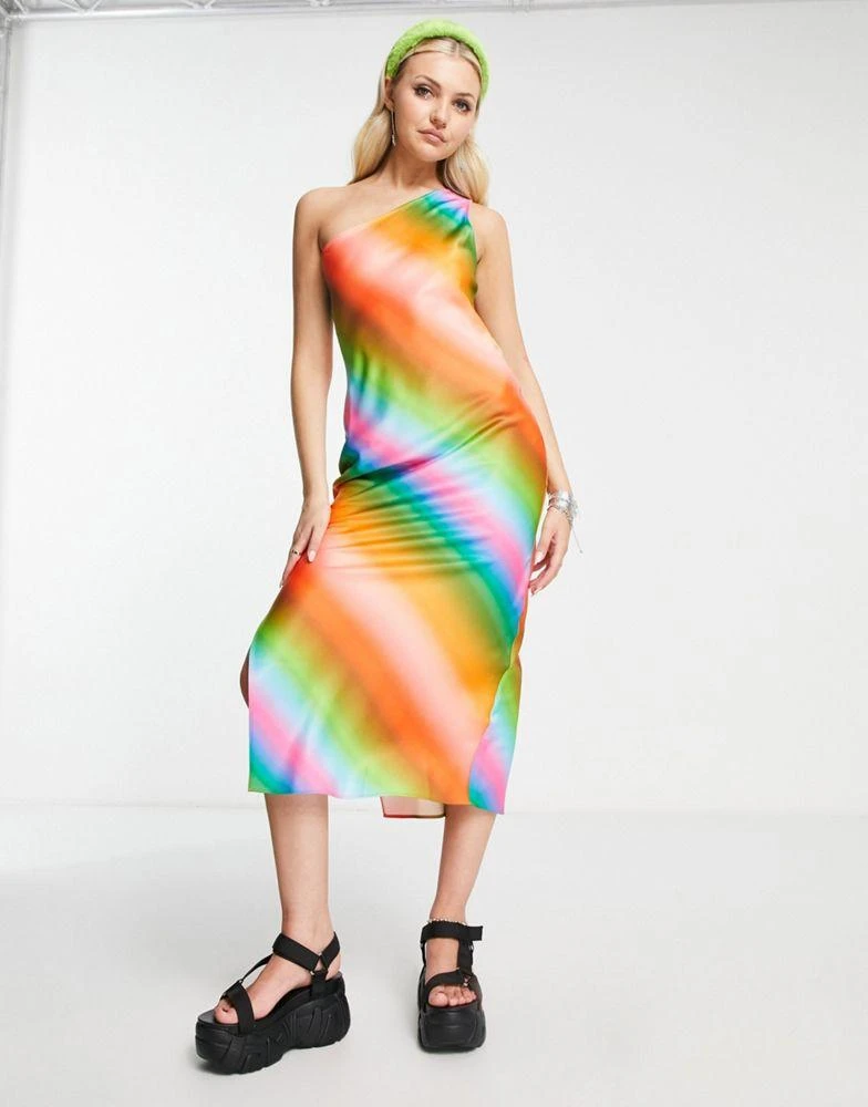 Shop COLLUSION one shoulder ombre printed maxi slip dress in multi on Sale  at BeyondStyle  Get 80% Off COLLUSION one shoulder ombre printed maxi slip  dress in multi with Limited-Time Flash