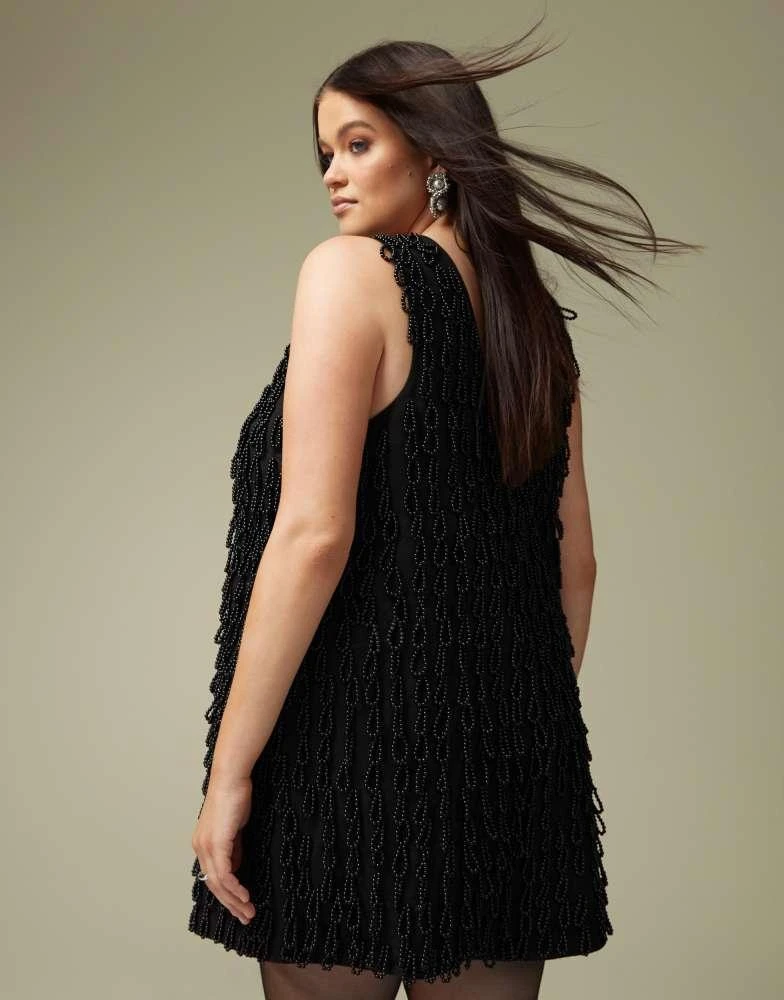Shop ASOS DESIGN Curve deep v neckline embellished mini shift dress in black  on Sale at BeyondStyle  Get 65% Off ASOS DESIGN Curve deep v neckline  embellished mini shift dress in