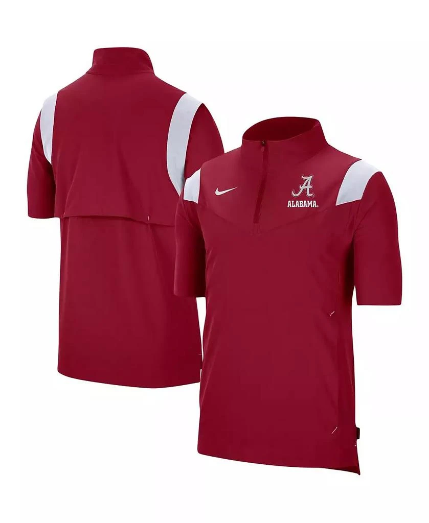 NIKE Men's Crimson Alabama Crimson Tide Coach Short Sleeve Quarter-Zip Jacket 1