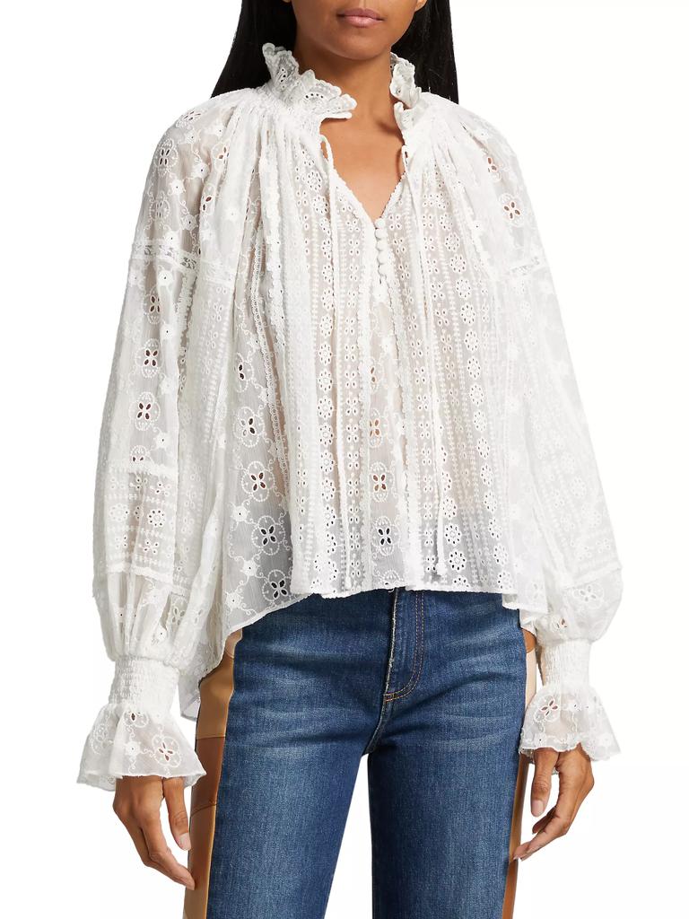 eyelet peasant top