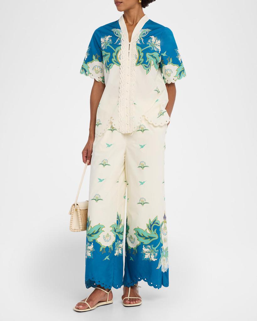 Mestiza New York Cortez Scalloped Floral-Print Cotton Shirt