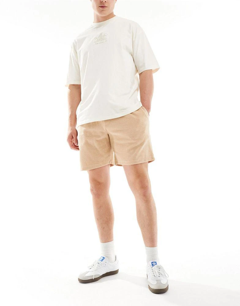ASOS ASOS DESIGN slim towelling shorts in beige 2