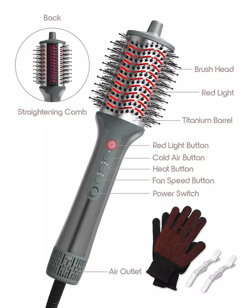 Tzumi Red Light 5-in-1 Dryer Brush and Heat Comb 3
