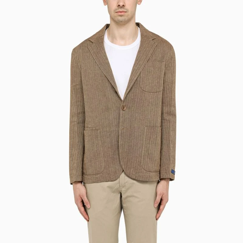 Polo Ralph Lauren Single-breasted brown herringbone jacket 1