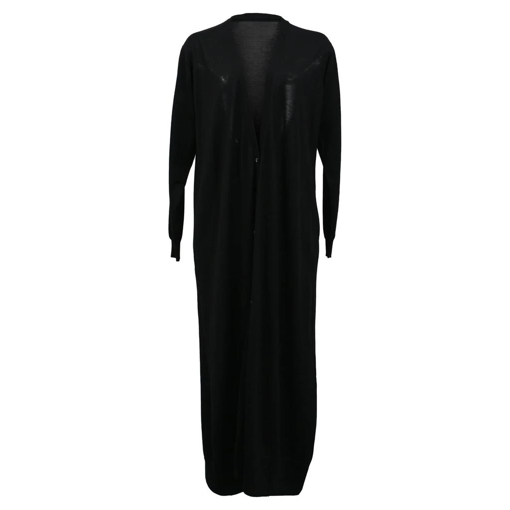 Salvatore Ferragamo Ferragamo V-neck Long Cardigan in Black Virgin Wool 1