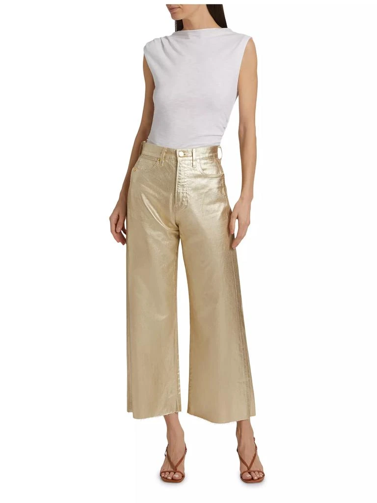 VERONICA BEARD Taylor Metallic Cropped High-Rise Wide-Leg Jeans 2