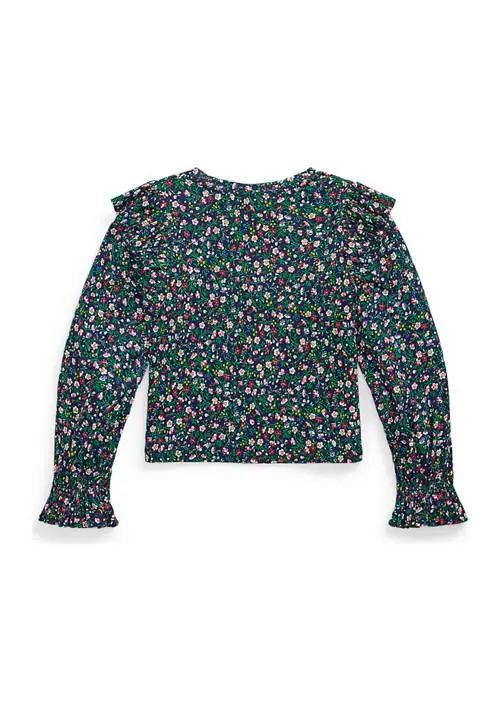 Ralph Lauren Girls 7-16 Floral Ruffled Cotton-Modal Top 2