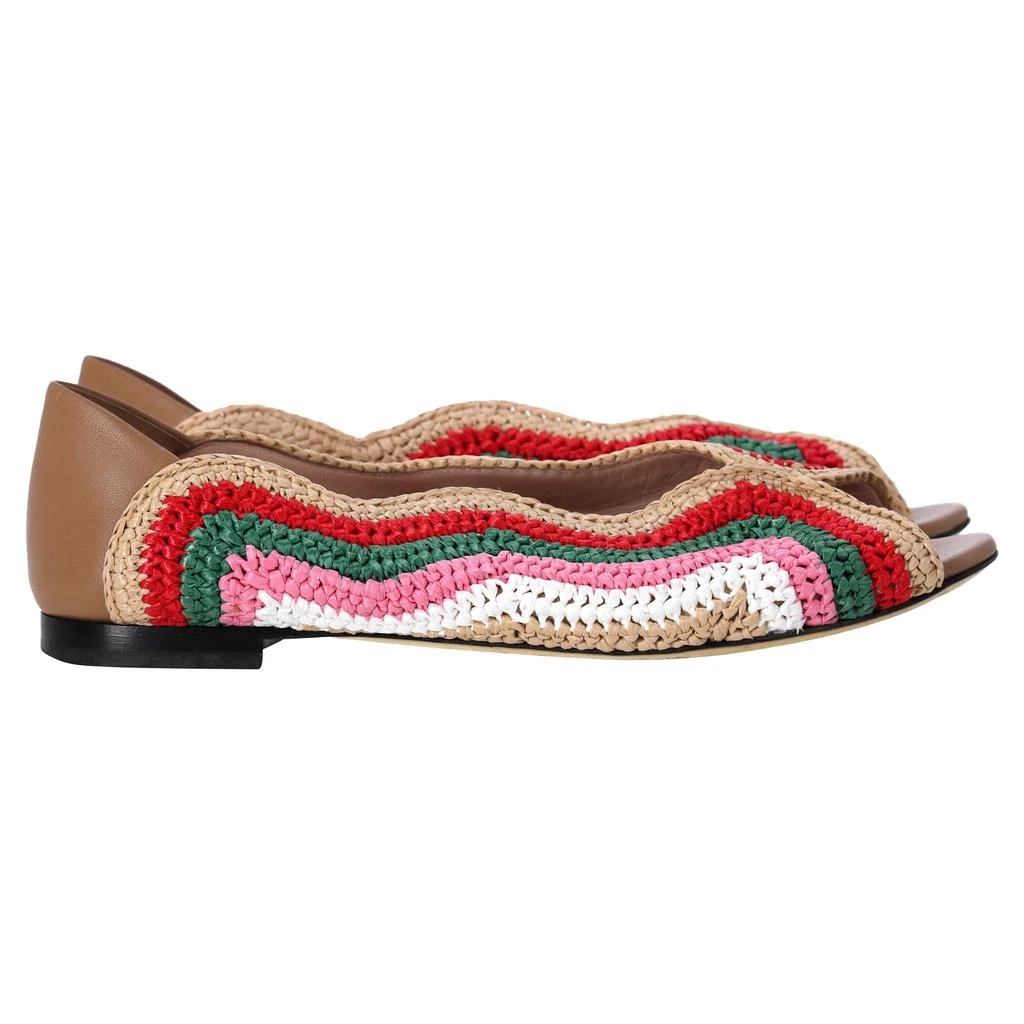 Fendi Chameleon Waves Flats in Multicolor Raffia 1