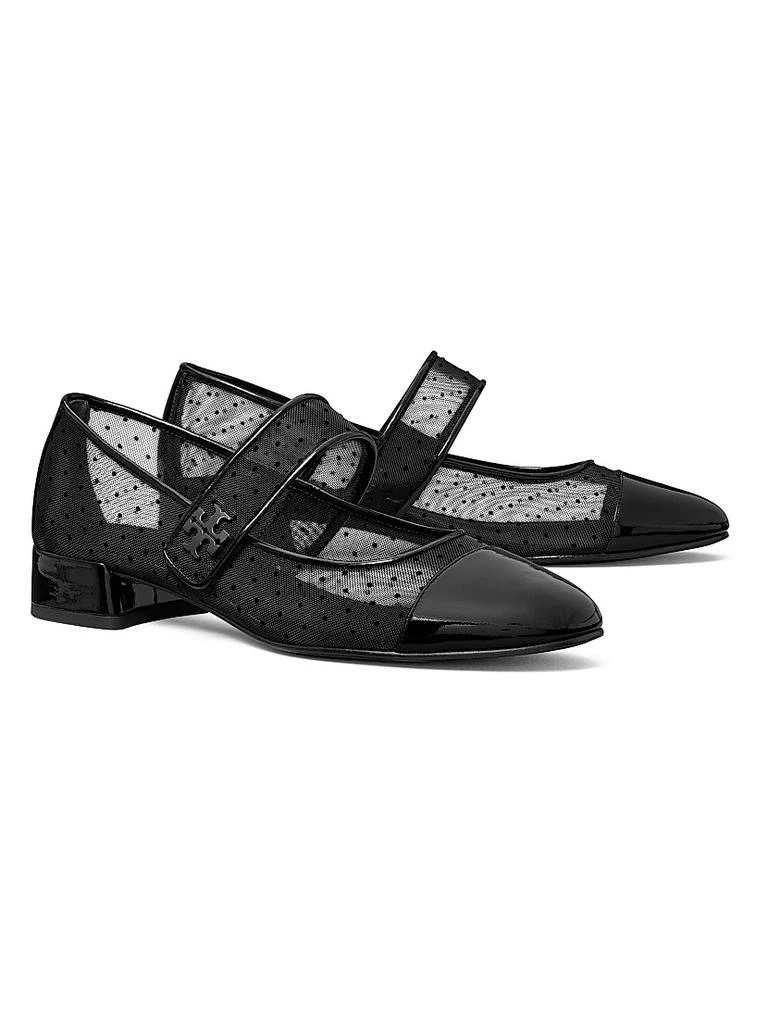 Tory Burch Cap-Toe Mary Jane Mesh &amp; Leather Ballet Flats 2