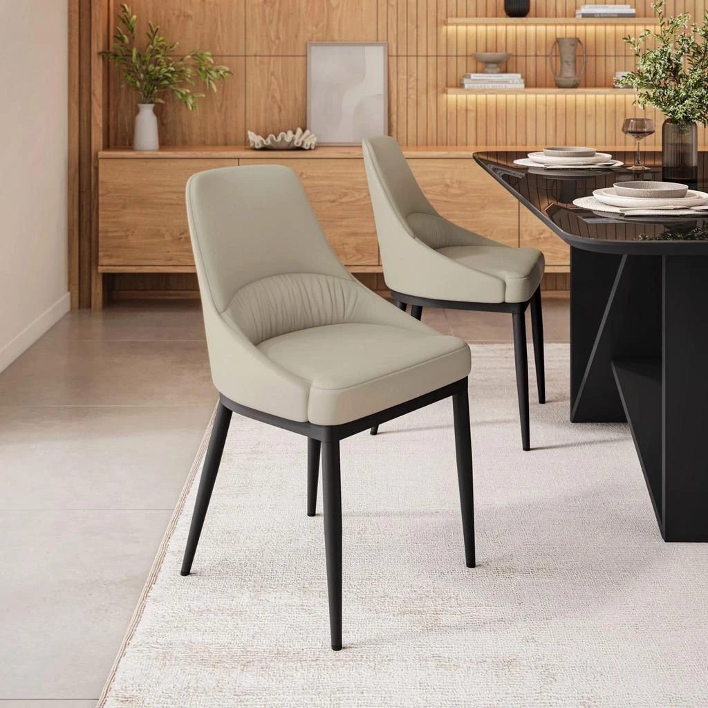 GOODSILO Armless Taupe Dining Chairs Set of Two 2
