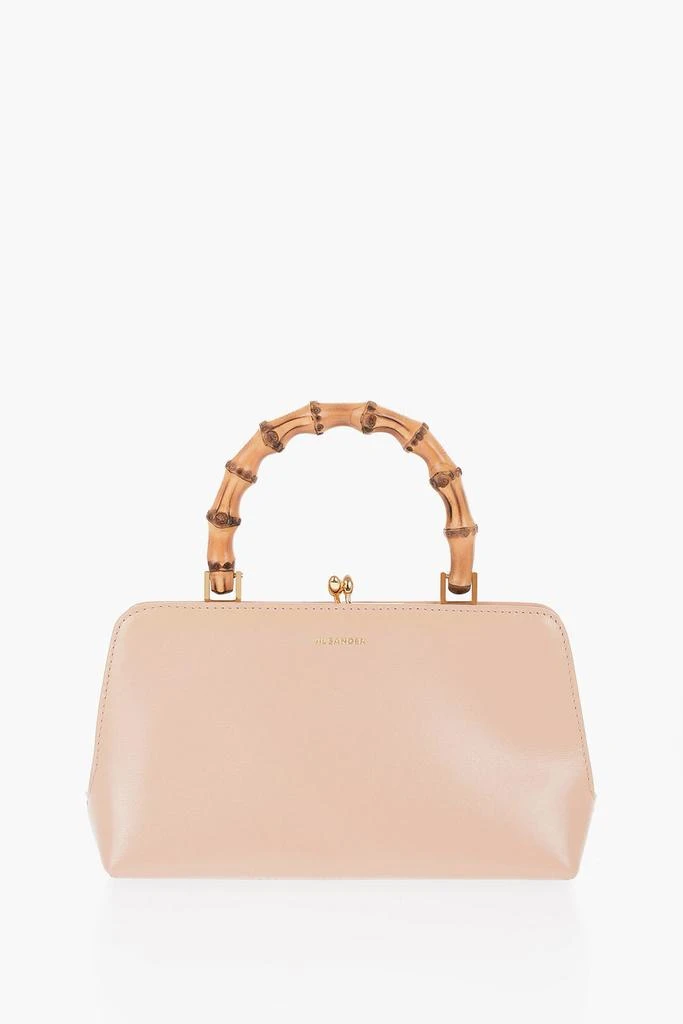Jil Sander Bamboo Handle Leather Handbag With Clip Clap Closure 1