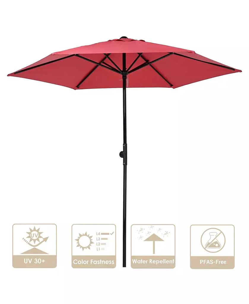 Yescom 7.5 Ft Outdoor Patio Umbrella 6 Ribs with Scale Tilt Button Strap UV30+ Sunshade Garden Parasol for Yard Deck Market Pool Red 6