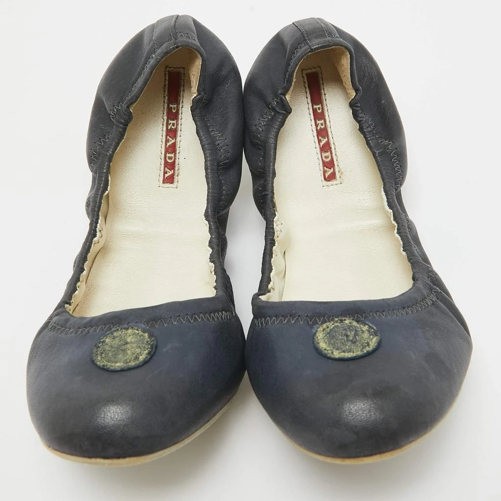 Prada Prada Navy Blue Leather Scrunch Ballet Flats Size 38.5 3