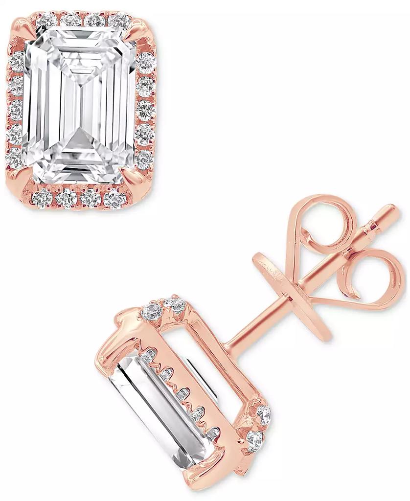 Badgley Mischka Certified Lab Grown Diamond Emerald-Cut Halo Stud Earrings (3-1/3 ct. t.w.) in 14k Gold