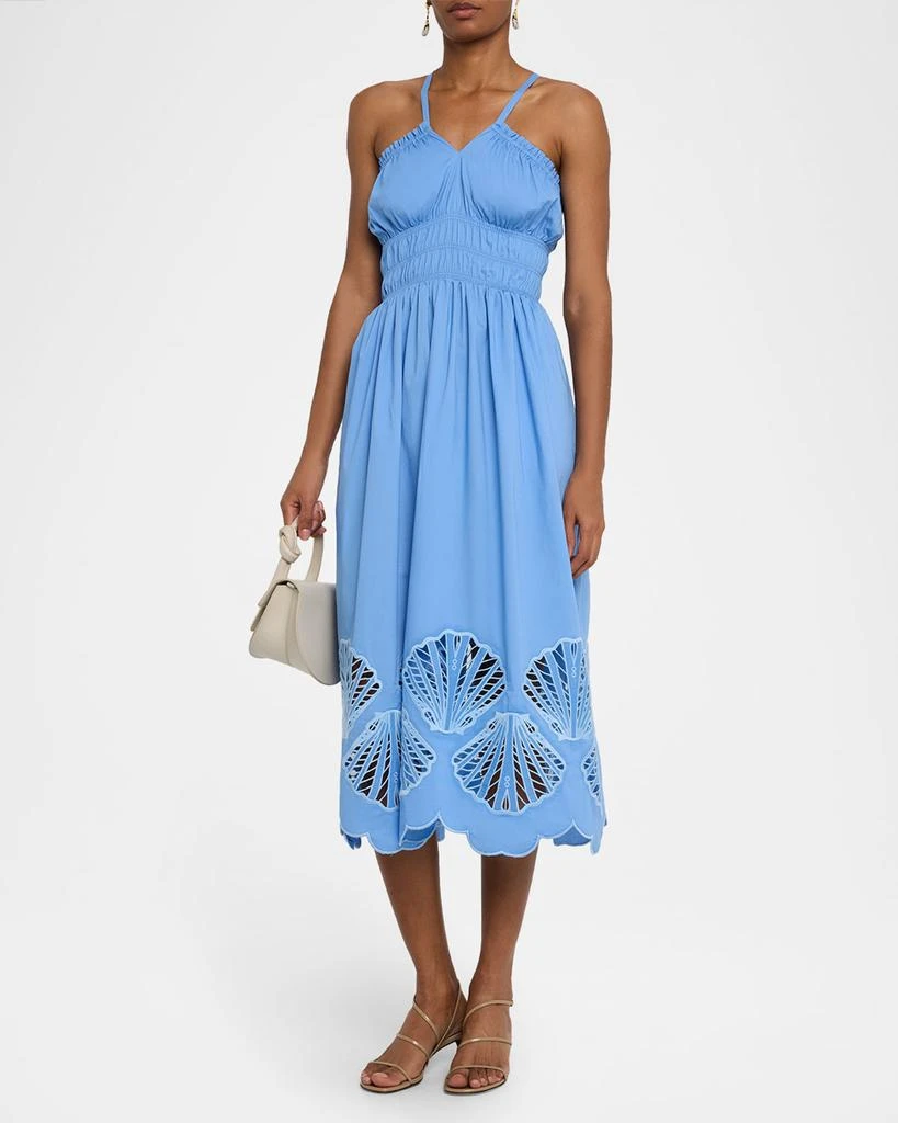 Mestiza New York Spritz Smocked Seashell Cutout Midi Dress 4