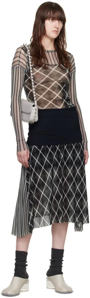 PAULA CANOVAS DEL VAS Black & Gray Polo Mesh Midi Skirt 4