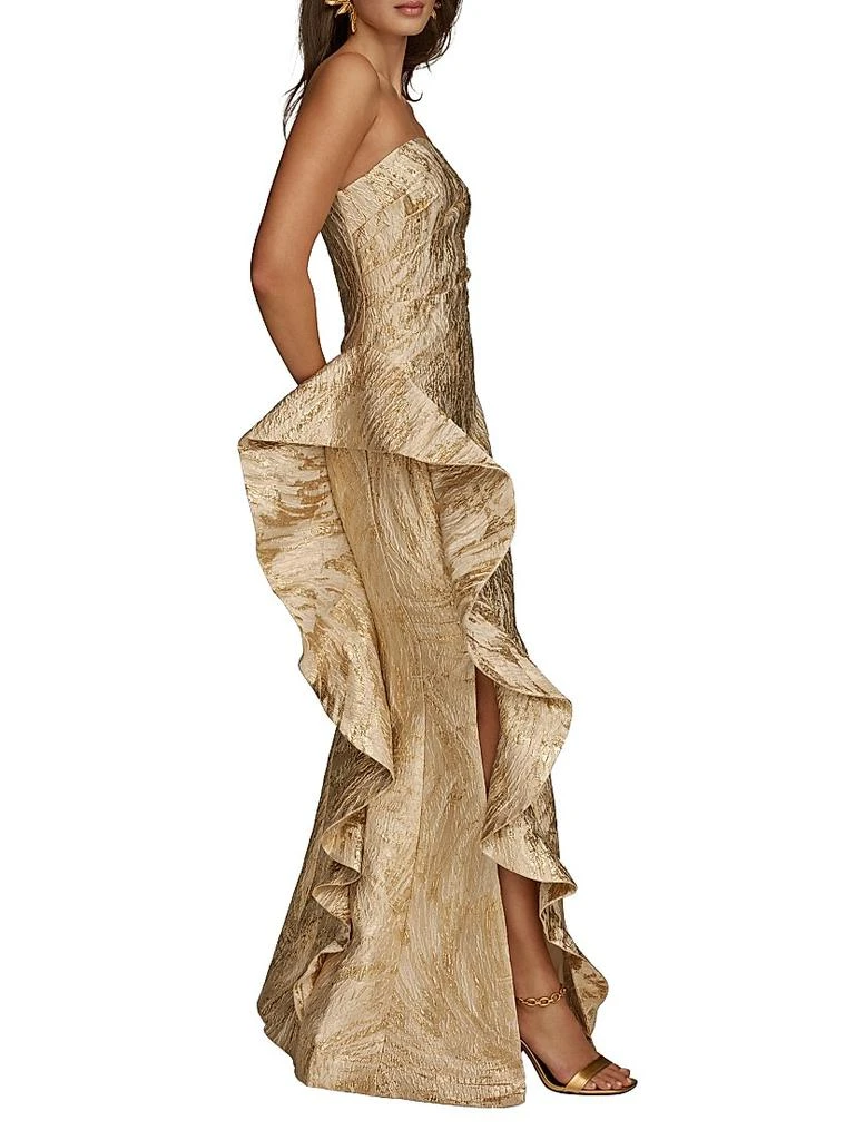 Donna Karan Brocade Ruffle Gown 3