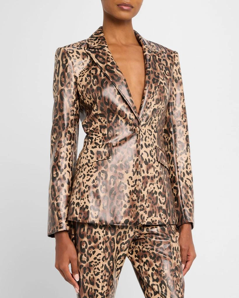 Cinq a Sept Leopard Faux Leather Blazer 4