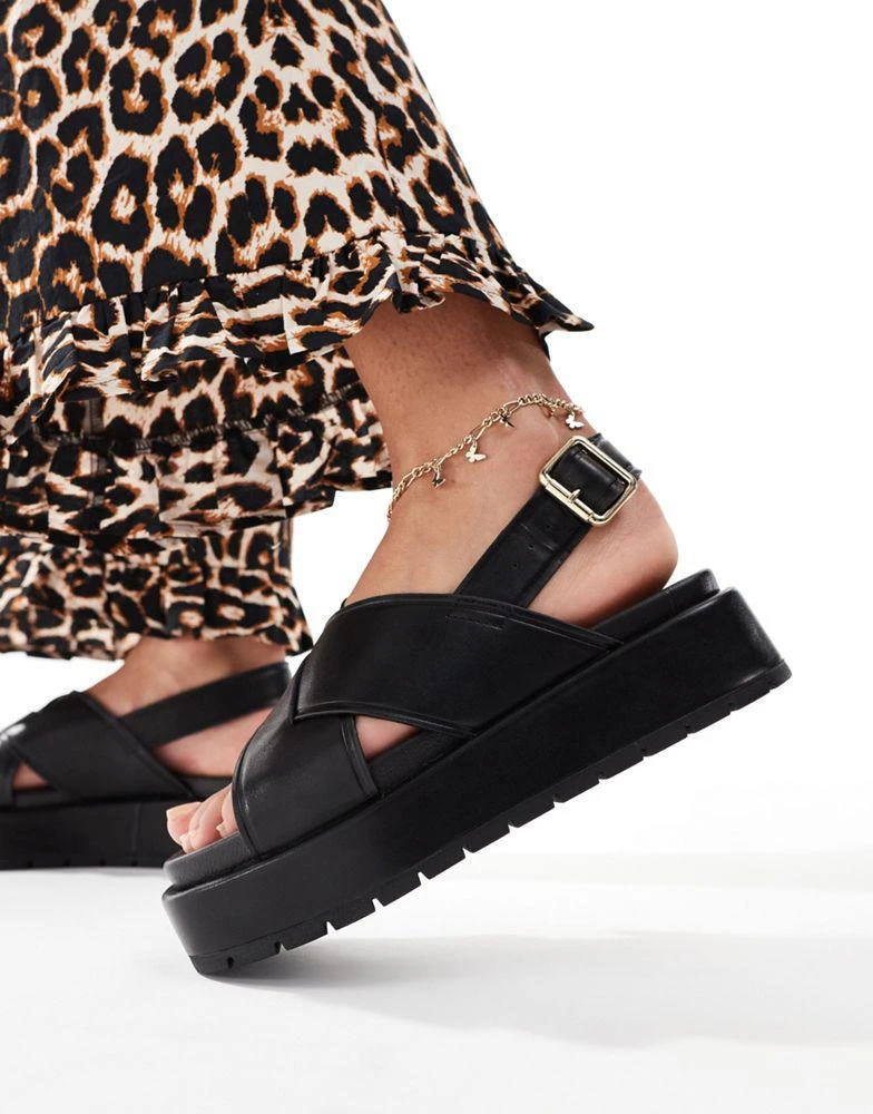 ASOS ASOS DESIGN Frosty chunky two-part sandals in black 4