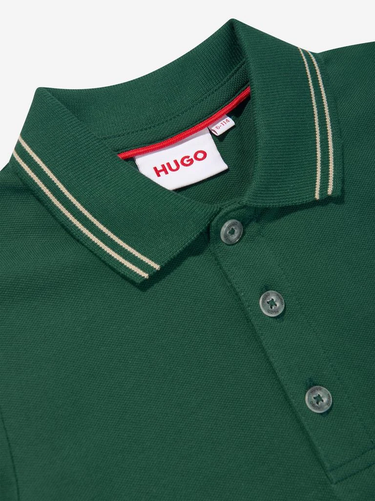 Hugo Boss Hugo Boys Logo Print Polo Shirt in Green 4