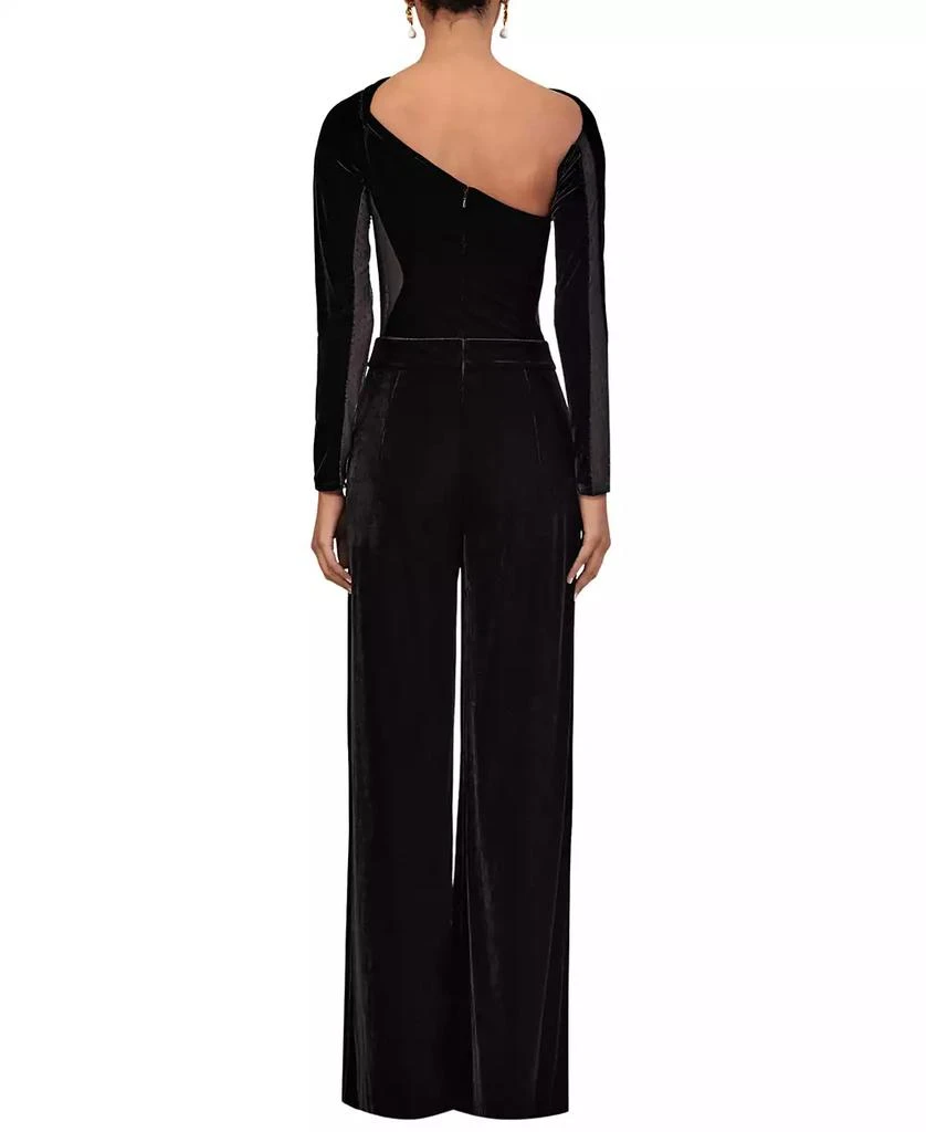 REISS Women's Velvet Sheer-Panel Wide-Leg Jumpsuit 5