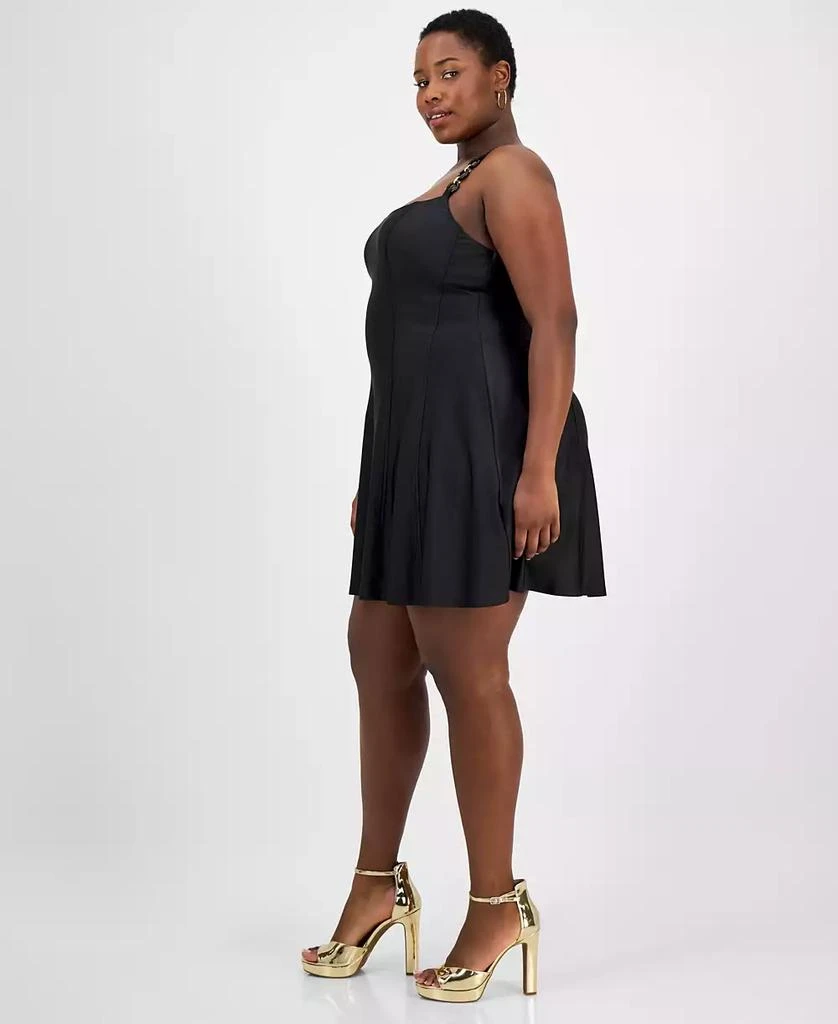 City Studios Trendy Plus Size Satin Chain-Strap Dress 3