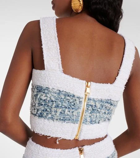 Balmain Tweed denim crop top 5