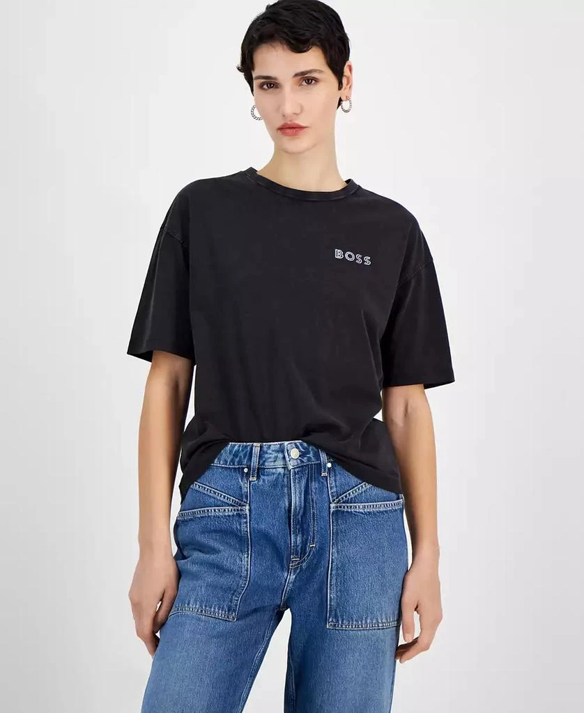 Hugo Boss Women's Cotton Logo Relaxed Crewneck T-Shirt 1