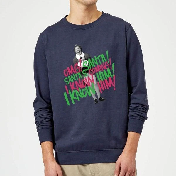 Elf Elf Santa! I Know Him! Christmas Sweater - Navy 1