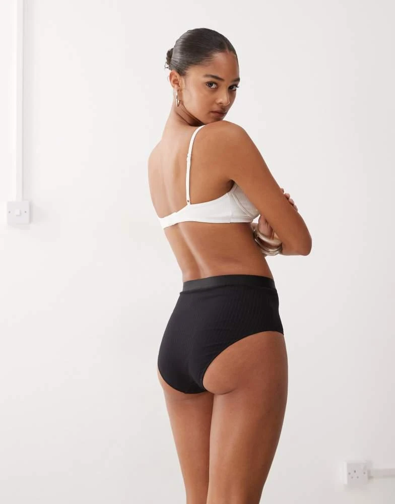 Monki Monki ribbed high waist briefs in black 4