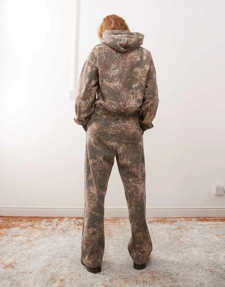 Weekday Weekday Davina co-ord oversized joggers with distressed tie dye print in khaki 4
