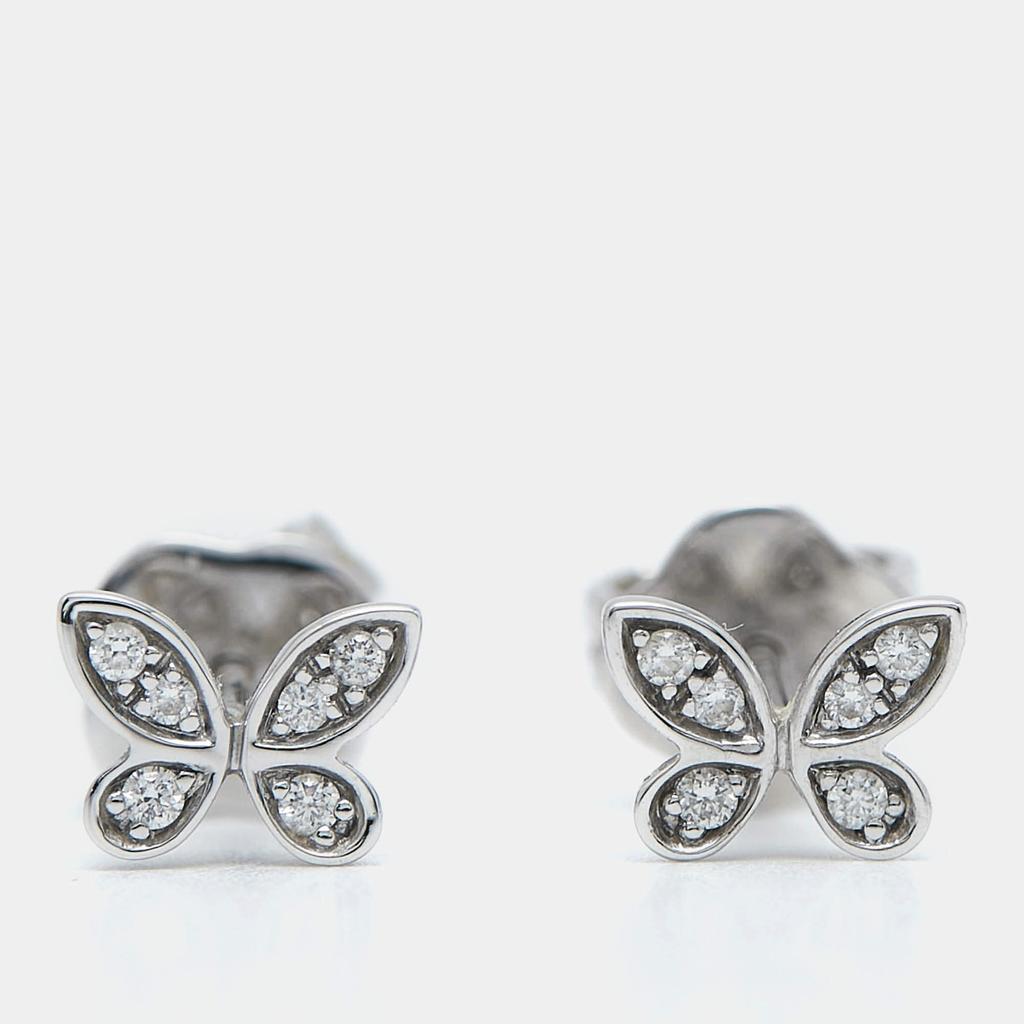 Graff Graff Butterfly Pavé Diamond 18k White Gold Small Stud Earrings