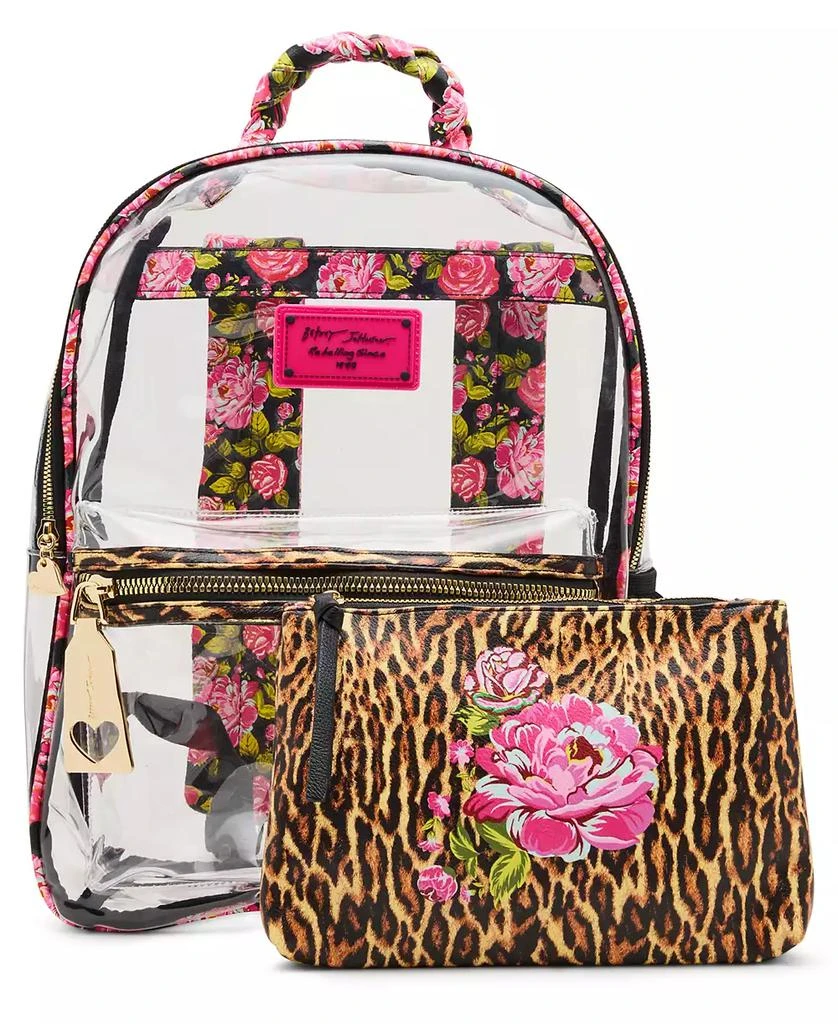 Betsey Johnson Wild Child Clear Large Backpack with Pouch 1