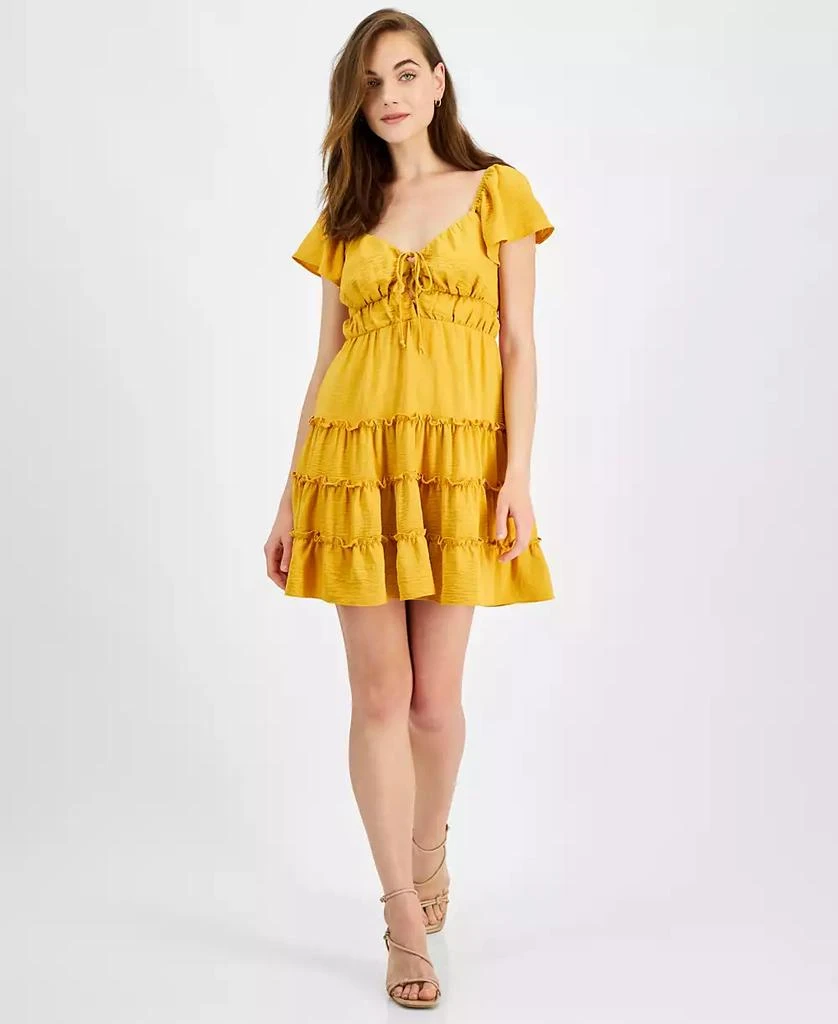 City Studios Juniors' Flutter-Sleeve Tiered Mini Dress 1