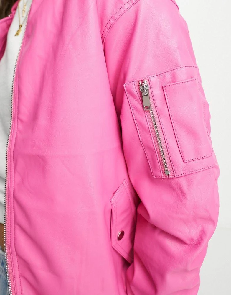 River Island River Island bomber jacket in bright pink 3
