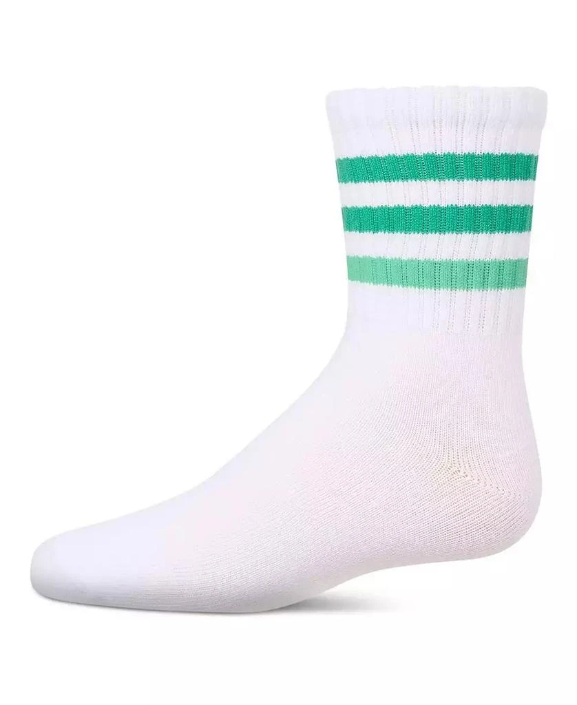 Memoi Little Girls Two Tone Varsity Stripe Crew Socks