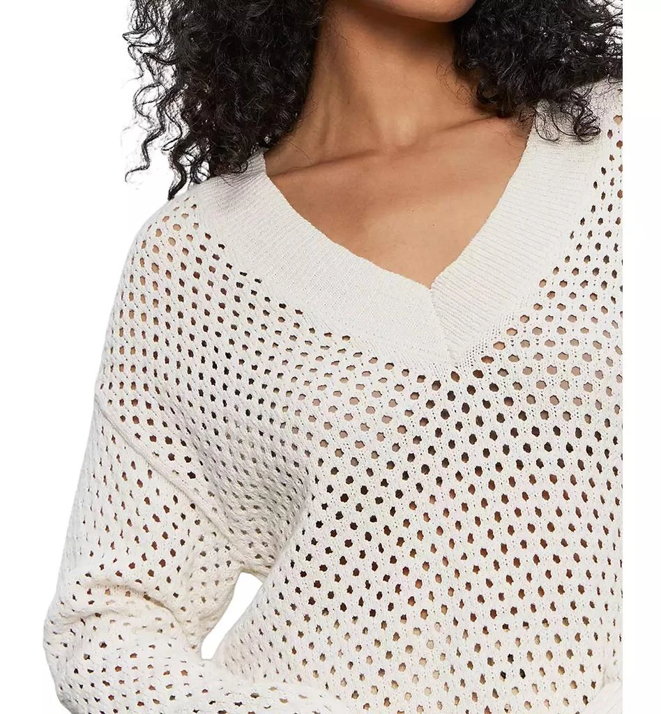 Sanctuary Women
s Airy Openwork Cotton V-Neck Sweater 3