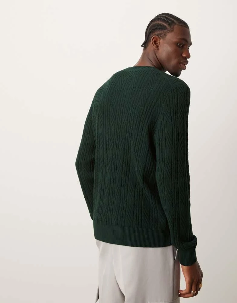 Abercrombie & Fitch Abercrombie & Fitch cable knit merino jumper in dark green 4