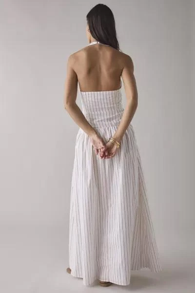 Glamorous Glamorous Striped Cotton Drop Waist Halter Maxi Dress 3
