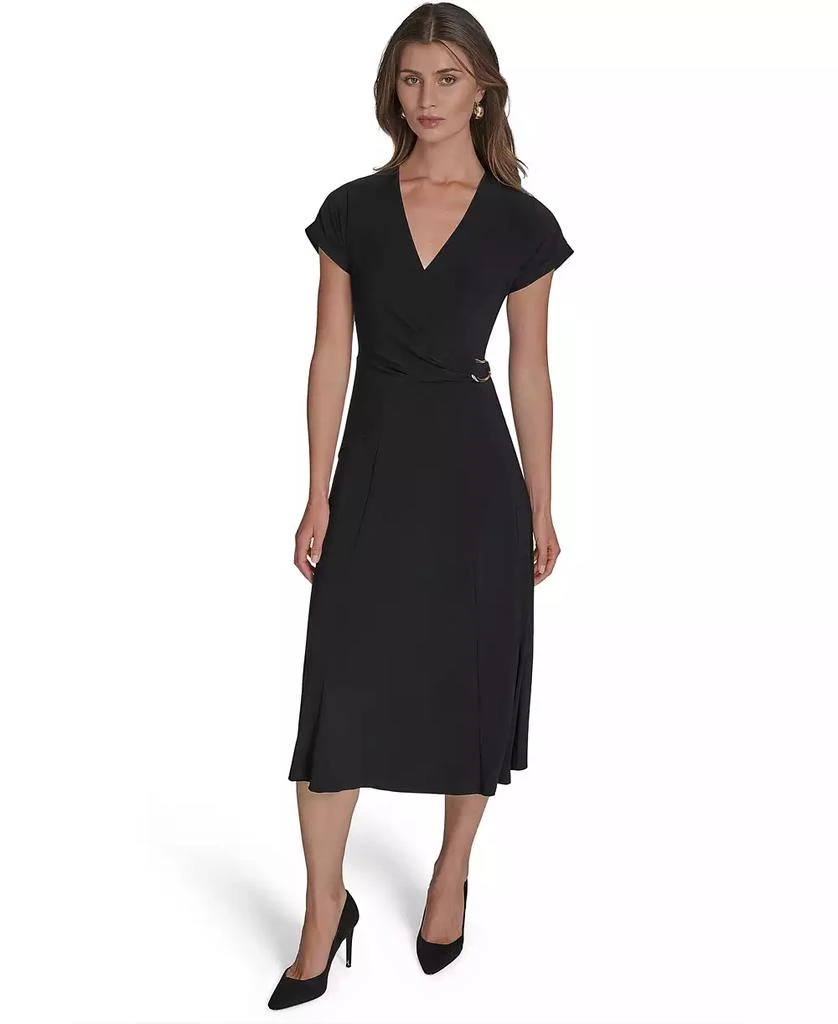HALSTON Women's Surplice-Neck Faux-Wrap Dress 5